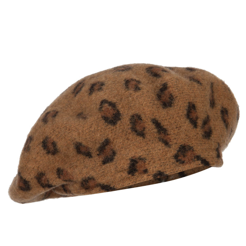 Woman's Wool Blend Animal Print Beret hat
