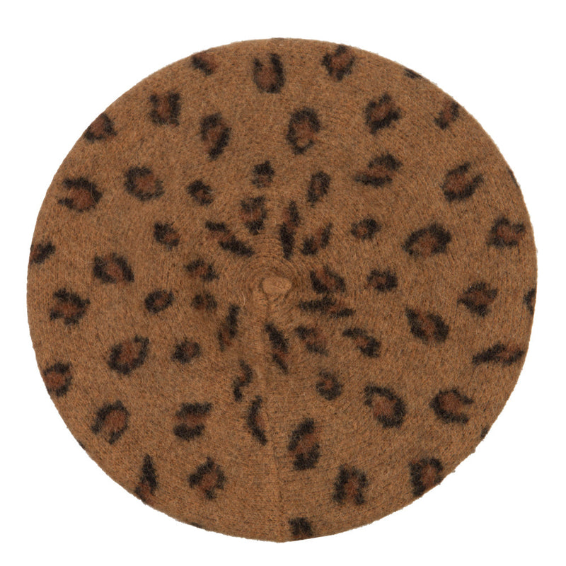 Woman's Wool Blend Animal Print Beret hat