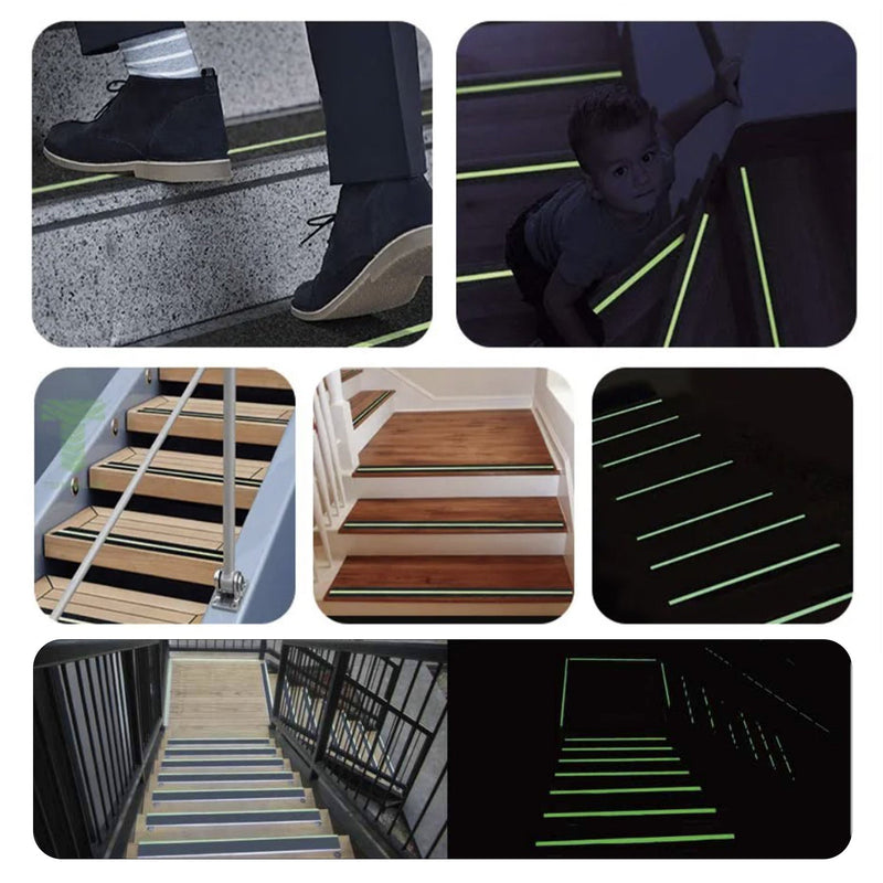 Non-Slip Glow In The Dark Tape - Waterproof Safety Anti Slip Tape For Staircase, Dark Areas - 2"X16.5' Roll, Glow