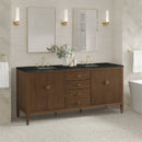 James Martin Myrrin 72" Double Bathroom Vanity, Mid-Century Walnut