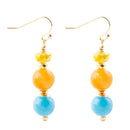 Oxana Yellow and Blue Jade Golden Drop Earrings