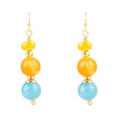 Oxana Yellow and Blue Jade Golden Drop Earrings