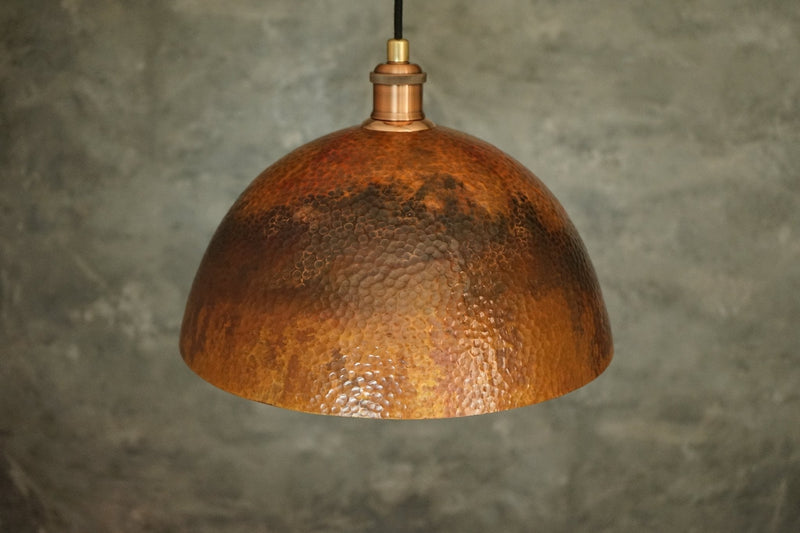 Oxidized Copper Pendant Light, Dome Ceiling Light, Hanging Kitchen Island Light Fixture