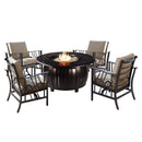 Aluminum 44-in Round Antique Copper Fire Table Set with Rocking Chairs