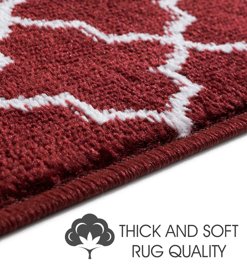 Sussex Home, Landing Rug, Slip Resistant Indoor Carpets Includes Adhesive Tape 2' x 3'-Trellisville Collection |Red&White
