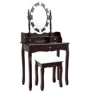 Oval Mirror Vanity Set with 10 LED Dimmable Bulbs and 3 Drawers by LJGDeals