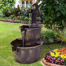 2 Tiers Outdoor Barrel Waterfall Fountain with Pump by LJGDeals