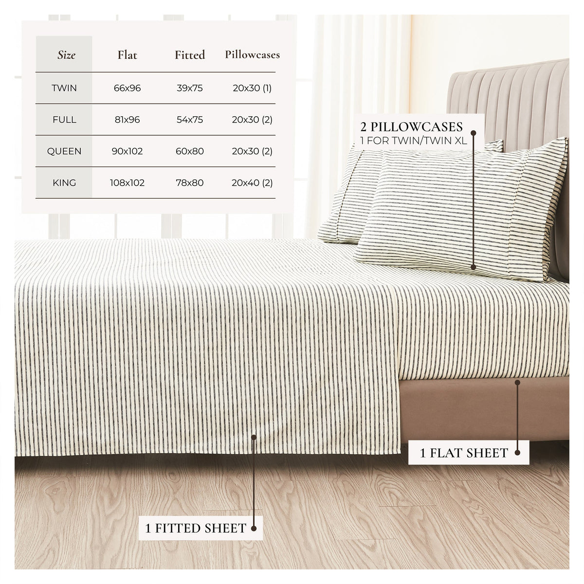 Striped Sheet Set - Evette Collection, photo 33 of 40