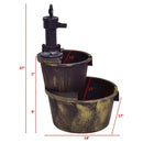 2 Tiers Outdoor Barrel Waterfall Fountain with Pump by LJGDeals