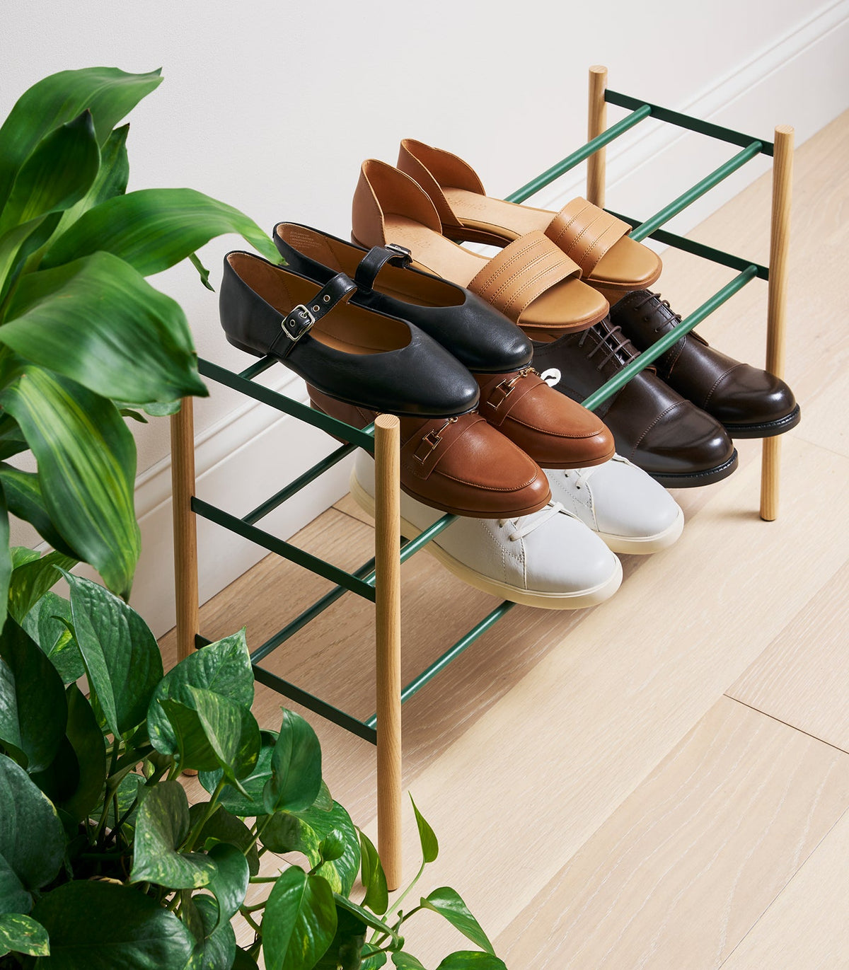 Expandable Shoe Rack (18" H)  - Steel + Wood, photo 10 of 15