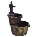 2 Tiers Outdoor Barrel Waterfall Fountain with Pump by LJGDeals