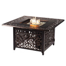 Black Aluminum Fire Table Set with Two Loveseats and Two Club Chairs