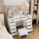 11-Drawer Makeup Vanity Desk with Glass Top