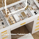 11-Drawer Makeup Vanity Desk with Glass Top