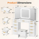 11-Drawer Makeup Vanity Desk with Glass Top