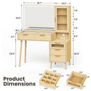 Fluted Glass-Top Makeup Vanity Desk with Glass Cabinet