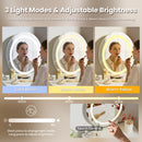 Small Makeup Vanity Table with Round LED Mirror and Stool