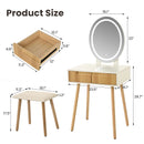 Small Makeup Vanity Table with Round LED Mirror and Stool