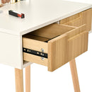 Small Makeup Vanity Table with Round LED Mirror and Stool
