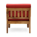 Grenada 5 Seater Acacia Wood Sectional Armless Sofa Set, Teak + Red by HouseOfZazla