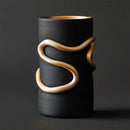 GobekUsa Black Snake Pattern Vase with Gold Accents