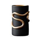 GobekUsa Black Snake Pattern Vase with Gold Accents
