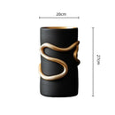 GobekUsa Black Snake Pattern Vase with Gold Accents