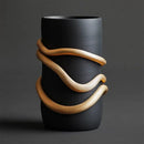 GobekUsa Black Snake Pattern Vase with Gold Accents