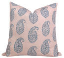 Ready to Ship, 22x22, Kashmir Paisley Pillow Cover in Pink and Blue, Peter Dunham Designer Fabrics