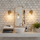 Palia White Dolomite Mosaic Tile Leaf Design on 12" x 12" Mesh - Polished