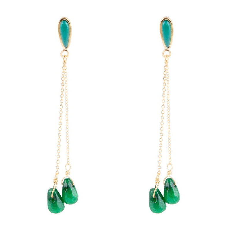 Palios Green Onyx Cascade Post Earrings