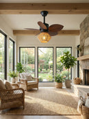 Palm Leaf Hemp Rope Ceiling Fan Light