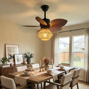 Palm Leaf Hemp Rope Ceiling Fan Light