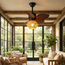Palm Leaf Hemp Rope Ceiling Fan Light