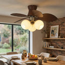 Palm Leaves Round Glass Ceiling Fan Light