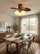 Palm Leaves Round Glass Ceiling Fan Light