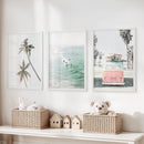 Tropical Beach Wall Art Set. Modern Coastal Surfing Prints by Wall Art Set
