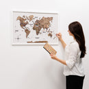 3D Wooden Panel World Map - Dark Walnut