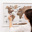 3D Wooden Panel World Map - Dark Walnut