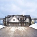 [12-18FT] Heavy-Duty Paris-Style Galvanized Steel Single-Swing Driveway Gate (SAK78643)