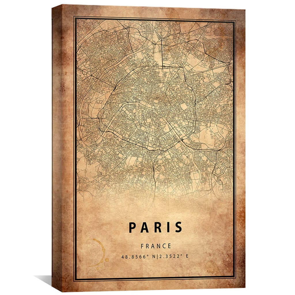Paris Vintage Map Canvas, photo 2 of 7