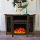 45" Corner Electric Fireplace TV Stands Console Table Insert 18" Electric Fireplace with 2 Metal Mesh Doors