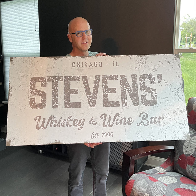 Personalized Whiskey and Wine Bar Sign: Custom Bar Signs for Home Bar – Perfect Man Cave Wall Decor & Ideal Gift for Wine Lovers