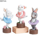 GobekUsa Ballet Rabbit Dancer Sculpture - Cute Ballerina Statue for Modern Desk Decor