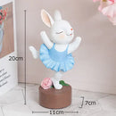 GobekUsa Ballet Rabbit Dancer Sculpture - Cute Ballerina Statue for Modern Desk Decor