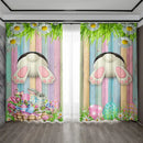 Pastel blue bunny easter curtains with pole pocket for living rooms by Decorbites