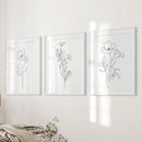 Black and White Botanical Prints. Modern Minimalist Line Art by Wall Art Set