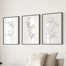 Black and White Botanical Prints. Modern Minimalist Line Art by Wall Art Set