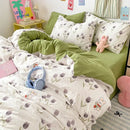 GobekUsa Cartoon Pattern Cotton Bed Sets Quilt Cover Sheet Pillowcase Bedclothes