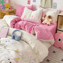 GobekUsa Cartoon Pattern Cotton Bed Sets Quilt Cover Sheet Pillowcase Bedclothes